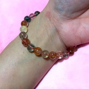 Natural rutilated colorful Quartz bracelet 7mm 16cm